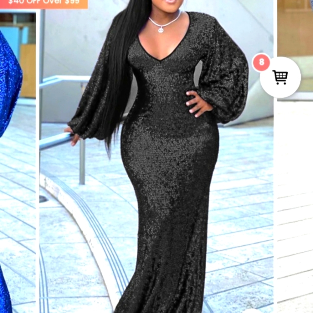 Black Plus Size Sequin Dress